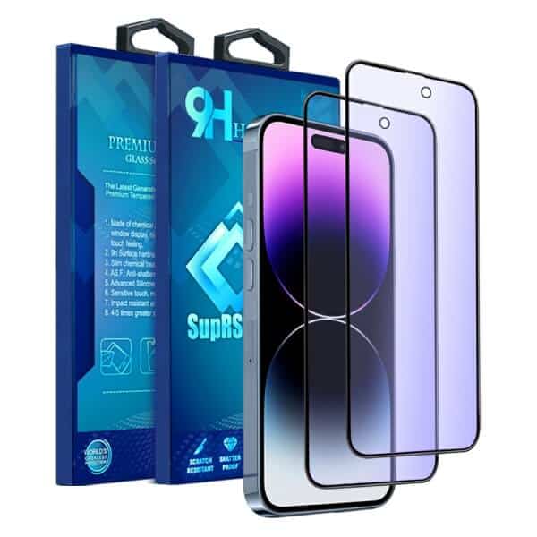 2X Anti Blue For iPhone 7 8 X XR XS 11 12 13 14 Pro MAX Plus Tempered Glass Screen Protector