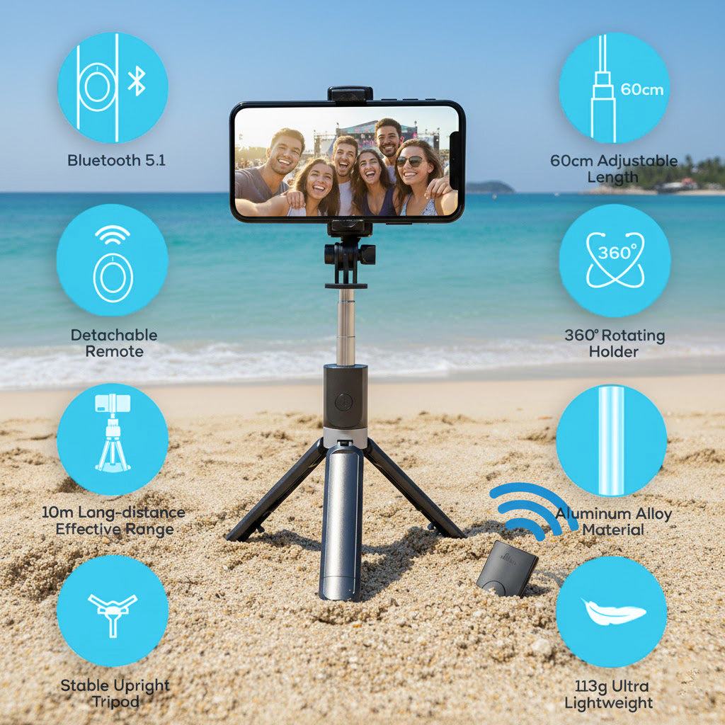 Selfie Stick Tripod Extendable Wireless Bluetooth Remote Portable Smartphone Tripod Stand Mount for IOS Android phone