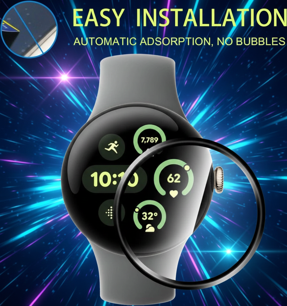 (2 Pcs) Google pixel Watch 4 41MM/45MM Screen Protector Full Coverage Tempered Glass Guard (Black)