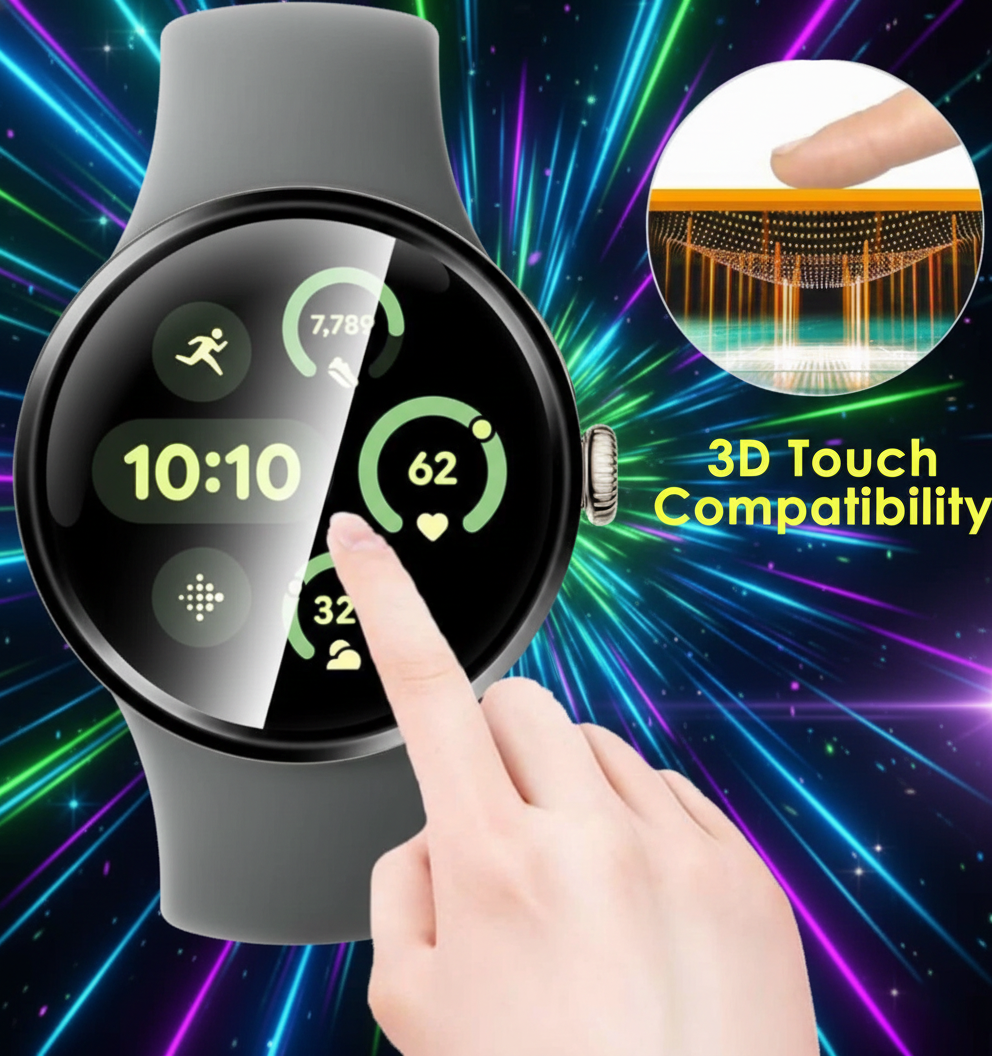 (2 Pcs) Google pixel Watch 4 41MM/45MM Screen Protector Full Coverage Tempered Glass Guard (Black)