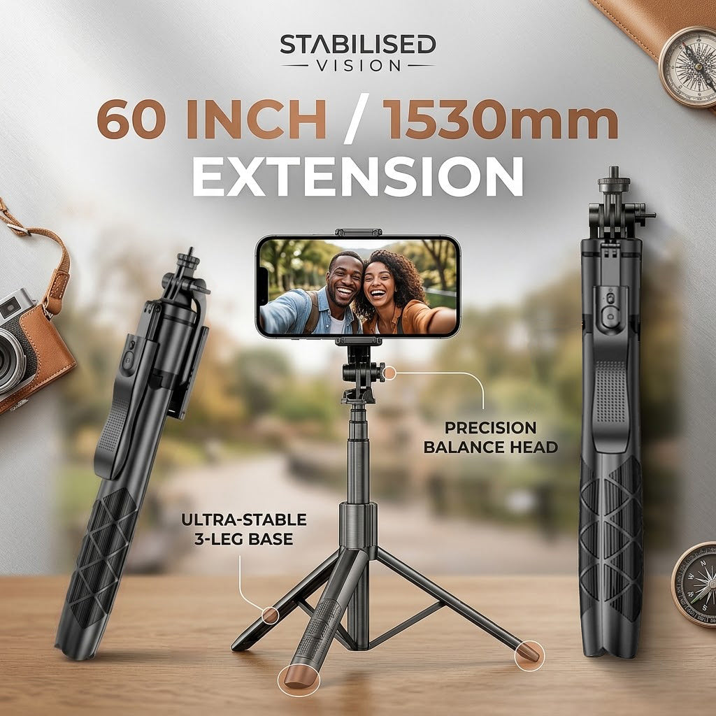 60 inch /1530mm L16 Wireless Selfie Stick Tripod Stand Balance Stabilizer Live Foldable Monopod for GoPro AXNEN DJI Osmo Action Cameras for Smartphones