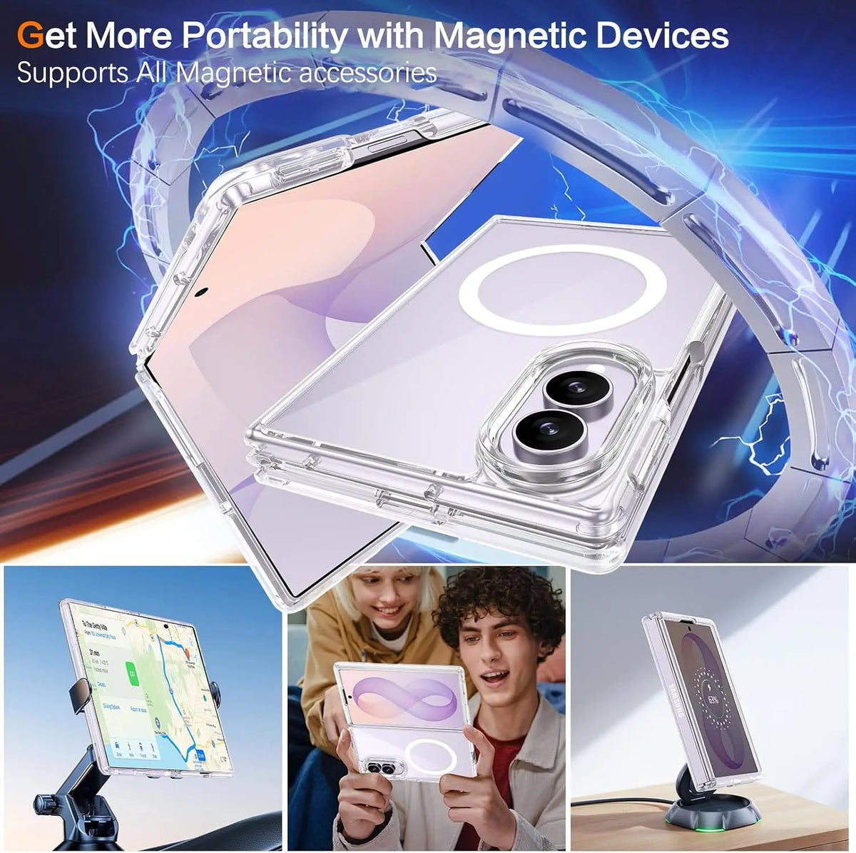 For Samsung Galaxy Z Fold 8 | 8 Ultra MagSafe Magnetic Case with HaloLock Shockproof Scratch Resistant Back Clear Protective Cover