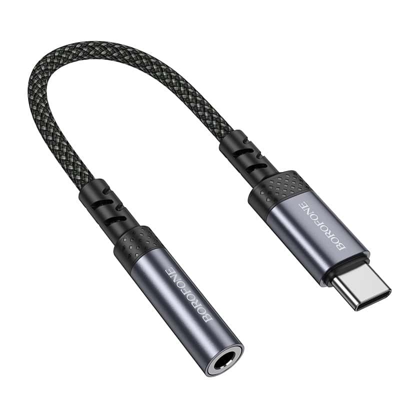 Borofone BV24 USB Type C Male to 3.5mm Digital Audio Converter Cable Adapter (Metal Grey)