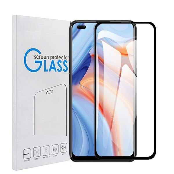 Oppo Reno4 5G Screen Protector Full Coverage Tempered Glass Film Guard (Black)
