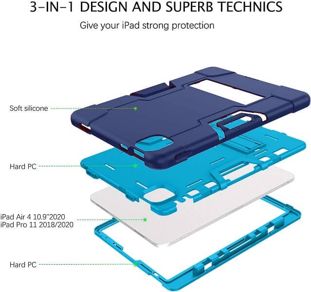 For Apple iPad Pro 11 2024  Kids Hybrid Shockproof Heavy Duty Kickstand Case Cover