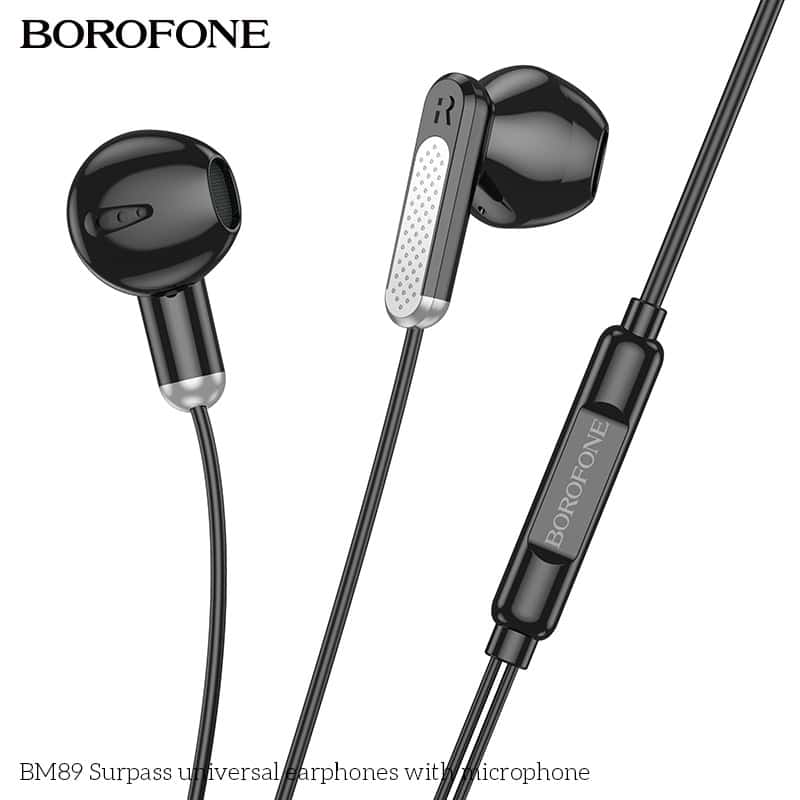 Borofone BM89 In-Ear Wired Earphones Earbuds Headphones, 3.5mm Jack, with Microphone and Volume Control for iPhone, Samsung, iPad,MP3,Most 3.5mm Audio Devices