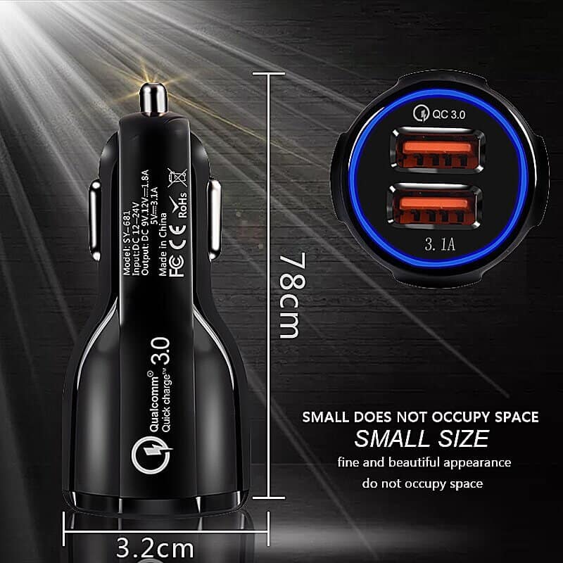 QC3.0 35W Dual USB 6A Fast Charging Car Charger Quick Charge Mobile Phone Charger for iPhone Samsung Nokia Oppo Moto Google