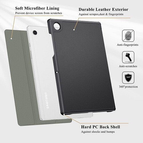 Samsung Galaxy Tab A8 10.5″ SM-X200 /X205 Folio Smart Leather Magnetic Stand Case Cover (Black)