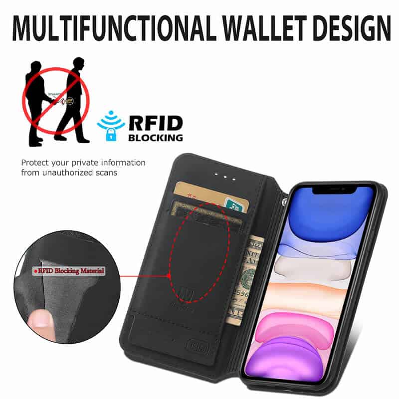 CaseNeo For Apple iPhone 11 /11 Pro / 11 Pro Max Leather Wallet Flip Case With RFID Blocking Credit Card Holder Slots Cover