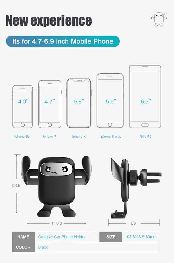 Universal For Up to 6.5 inch Car Cell Phone Holder Clip Gravity Car Mount Bracket Stand For iPhone Samsung Galaxy Nokia Oppo Google Pixel Motorola LG Telstra Optus