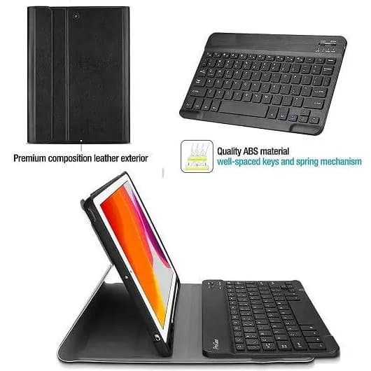 Apple iPad Air 5 5th /4 4th Gen Generation 10.9 inch 2022/2020 Wireless Bluetooth Keyboard Case, Folio Leather Smart Cover (Black)