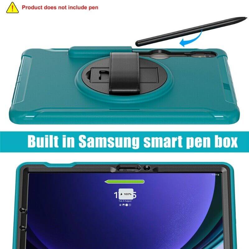 Samsung Galaxy TAB S9+ /S9 FE+ /S8+ /S7 FE /S7+ Plus Hand Strap Case, With S-Pen Holder Rotating Kickstand Case Shockproof  Cover