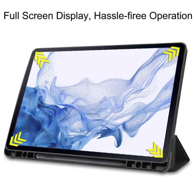 Samsung Galaxy Tab S8 /Tab S7 11.0 inch Leather Case Leather Case, Pencil Holder Folio Stand Cover (Black)