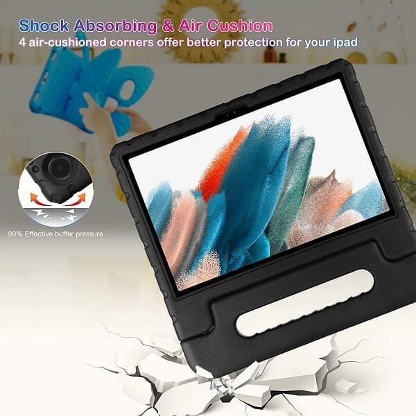 Samsung Galaxy Tab A8 10.5 SM-X200 X205 kids Case, Kickstand Shockproof Protective Handle Stand Light Weight Kids Friendly Cover (Black)
