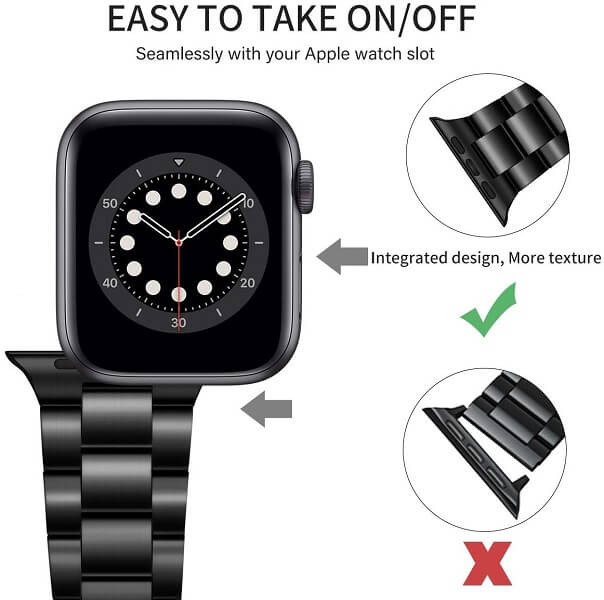 For Apple Watch Series 7 /SE /6 /5 /4 /3 /2 /1 Replacement Wrist Band 38mm 40mm 41mm 42mm 44mm 45mm Stainless Steel Metal iWatch Wristband Loop Strap