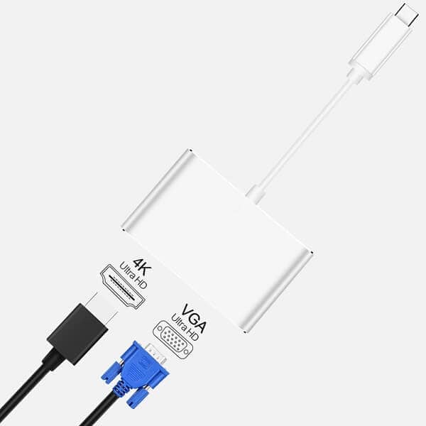 USB Type C 3.1 to 4K HDMI +VGA Port USB-C HUB Adapter Converter For MacBook iPad Pro, Dell XPS 13/15, Surface Go