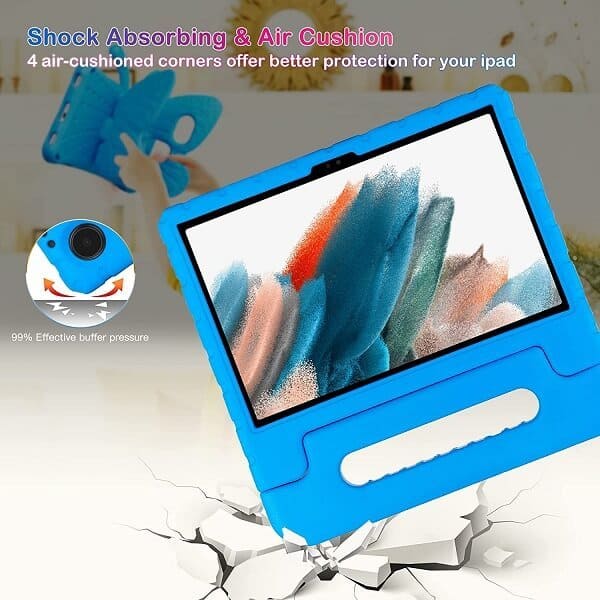 Samsung Galaxy Tab A8 10.5 SM-X200 X205 kids Case, Kickstand Shockproof Protective Handle Stand Light Weight Kids Friendly Cover (Blue)