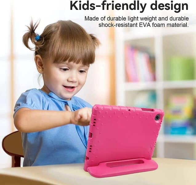 Samsung Galaxy Tab A8 10.5 SM-X200 X205 kids Case, Kickstand Shockproof Protective Handle Stand Light Weight Kids Friendly Cover (Hot Pink)