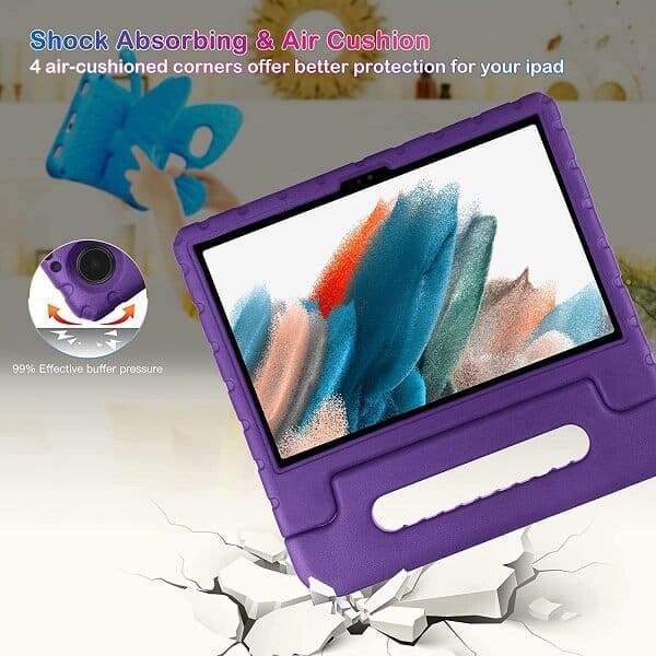 Samsung Galaxy Tab A8 10.5 SM-X200 X205 kids Case, Kickstand Shockproof Protective Handle Stand Light Weight Kids Friendly Cover (Purple)