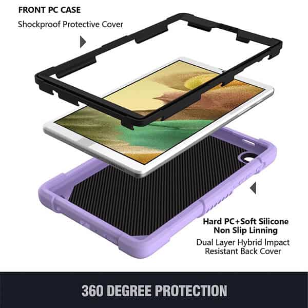 For Samsung Galaxy Tab A7 Lite 2021 8.7 Inch Tablet SM-T225 / T220 Butterfly Fancy Shockproof Heavy Duty Kickstand Case Cover (Purple)