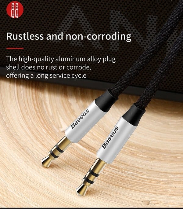 Baseus 3ft /1M 3.5mm Aux Auxiliary Cable Male to Male Audio Stereo Cord For Car, Headphones, iPods, iPhones, iPads, Tablets, Smart Phones