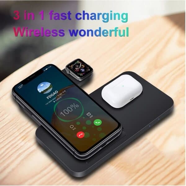 15W Qi 3 in 1 Fast Charging Wireless Charging Stand Dock Station For AirPods Pro Apple Watch SE 6 5 4 3 2 iPhone 12 11 Pro Max Xs X Xr 8 Plus
