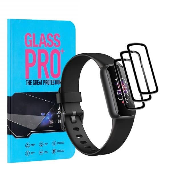(3 Pcs) Fitbit Luxe Screen Protector Full Coverage Tempered Glass Guard (Black)