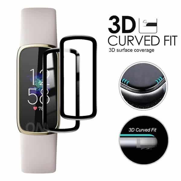 (3 Pcs) Fitbit Luxe Screen Protector Full Coverage Tempered Glass Guard (Black)