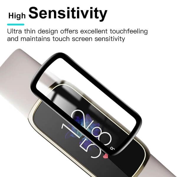 (3 Pcs) Fitbit Luxe Screen Protector Full Coverage Tempered Glass Guard (Black)
