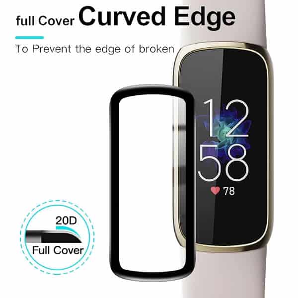 (3 Pcs) Fitbit Luxe Screen Protector Full Coverage Tempered Glass Guard (Black)