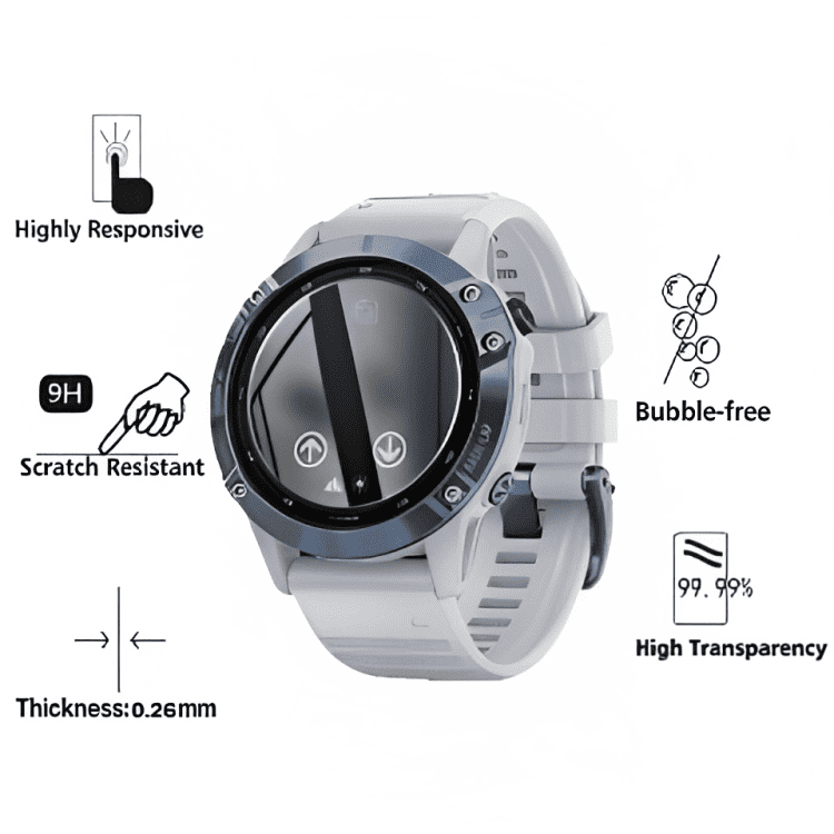 (3 Pcs) Garmin Fenix 6S Pro /6S Screen Protector Full Coverage Tempered Glass Guard
