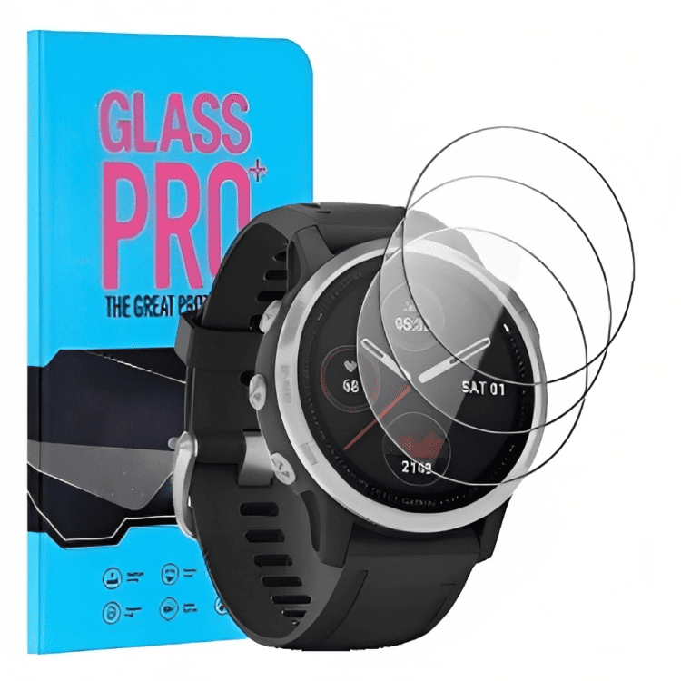 (3 Pcs) Garmin Fenix 6S Screen Protector Full Coverage Tempered Glass Guard (Clear)