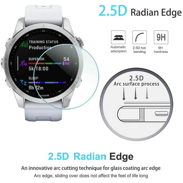 (3 Pcs) Garmin Fenix 7 Sapphire Solar Sports Screen Protector Full Coverage Tempered Glass Guard (Clear)