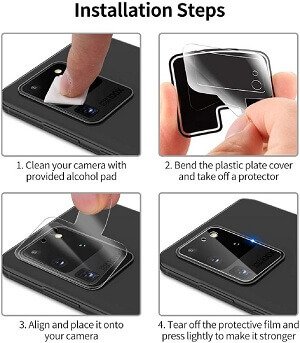 [3 Pack] Samsung Galaxy S20 Ultra Camera Lens Tempered Glass Screen Protector Film Guard