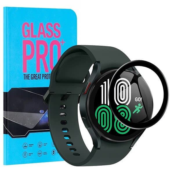 (3 Pcs) Samsung Galaxy Watch 4 40mm & 44mm Screen Protector Full Coverage Tempered Glass Guard (Black)
