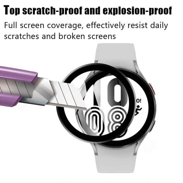 (3 Pcs) Samsung Galaxy Watch 4 Screen Protector Full Coverage Tempered Glass Guard (Black)