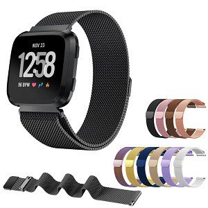For Fitbit Versa/Versa 2/Versa Lite Wristband Adjustable Milanese Stainless Steel Magnetic Watch Band Kit