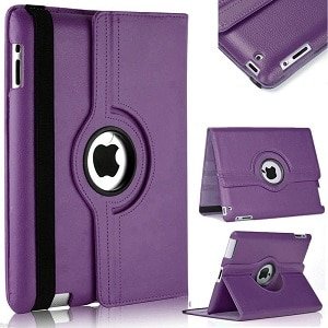 Apple iPad Mini 1 / 2 / 3 360 Rotate Smart Leather Stand Case Cover (Purple)
