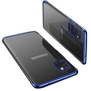 Samsung Galaxy A51 Luxury Plating Clear Case Matte Transparent Protective Gel Cover (Blue)