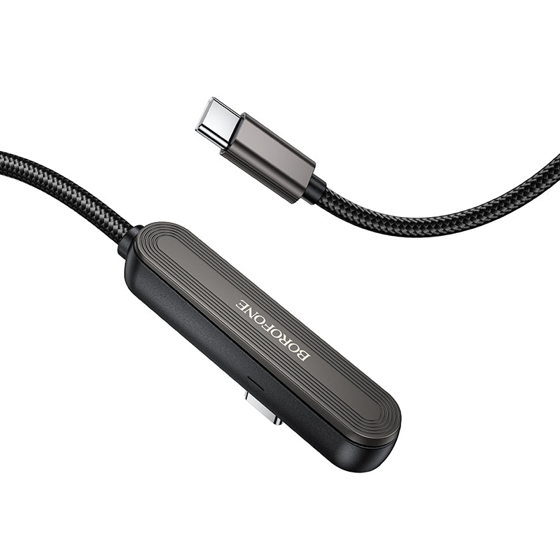 Borofone BX125 Pacifico 1M/3ft 60W Elbow PD USB-C to USB-C Braided Cable Fast Charger with Invisible Foldable Phone Stand