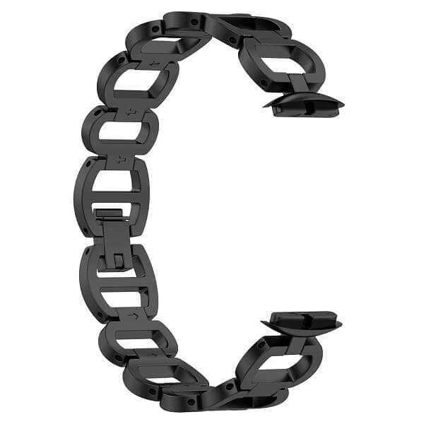 Fitbit Luxe Band Adjustable Stainless Steel Parker Link Bracelet Replacement Wristbands Straps for Luxe Accessories for Women Girls (Black)