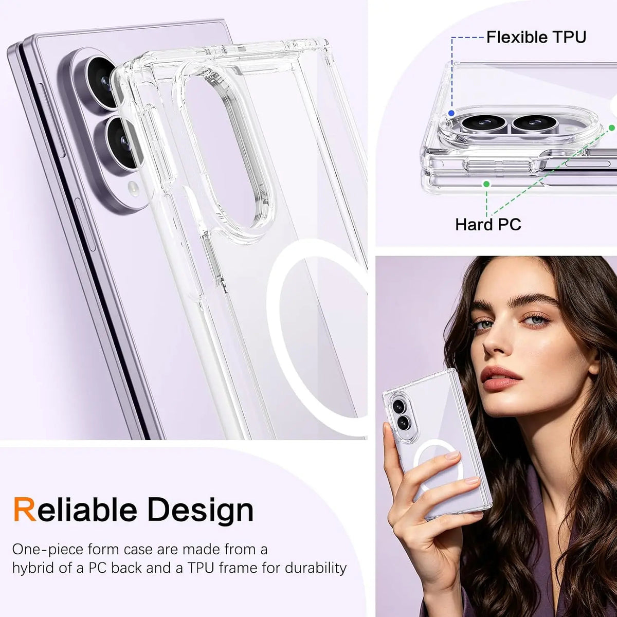 For Samsung Galaxy Z Fold 8 | 8 Ultra MagSafe Magnetic Case with HaloLock Shockproof Scratch Resistant Back Clear Protective Cover
