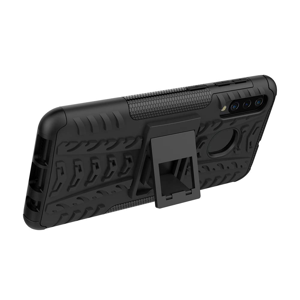 Samsung Galaxy A20/A30 Heavy Duty Tough Shockproof Rugged Kickstand Case Cover (Black)