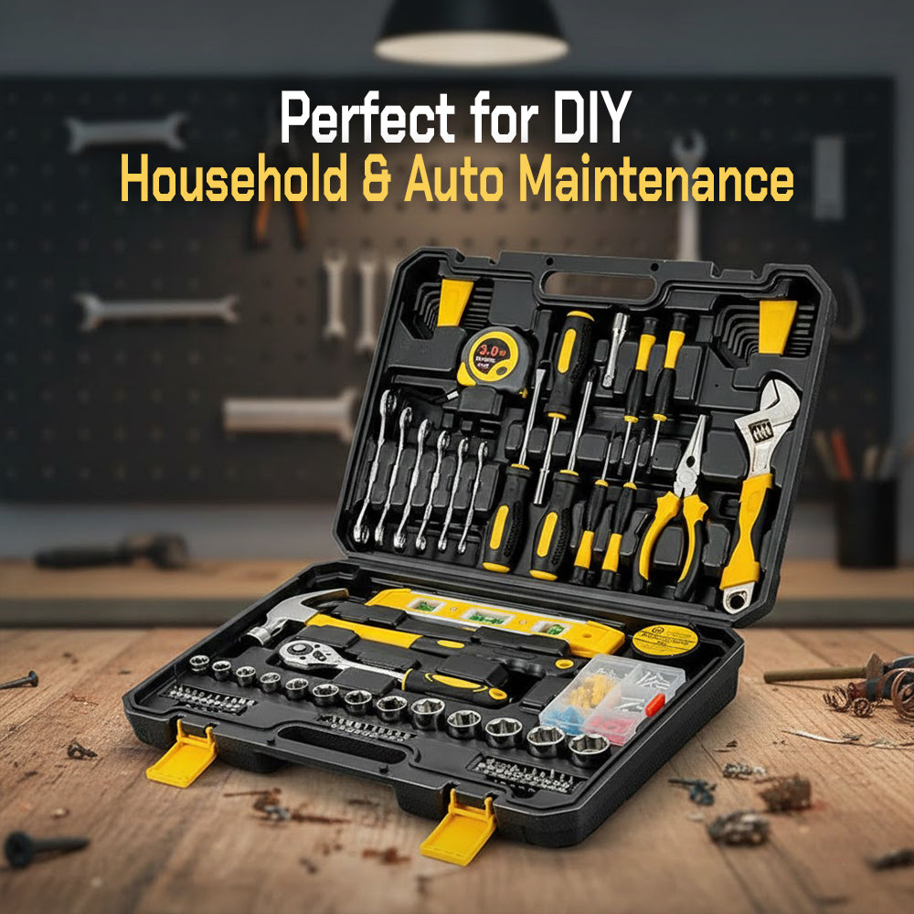 108 Piece Home Repair Tool Kit DIY Household Maintenance Set with Hammer Screwdrivers Pliers Socket Wrench Case