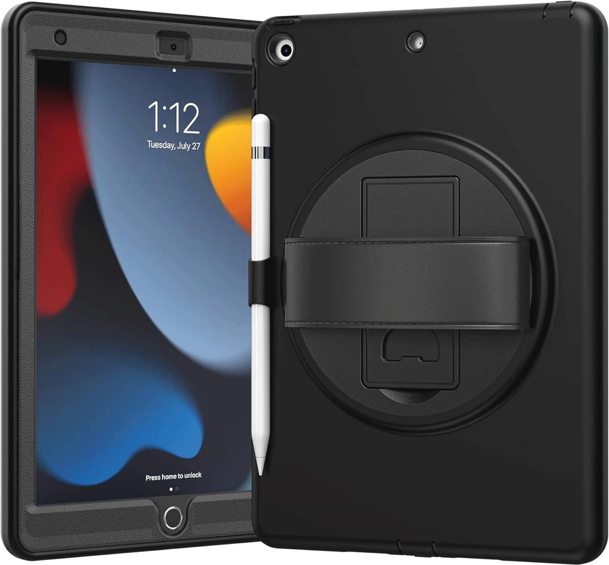 Apple iPad 9th /8th /7th Gen 10.2 inch 2021 /2020 /2019 Military Grade Rotating Case TPU Shockproof Multi-Layer Protective Kickstand Cover