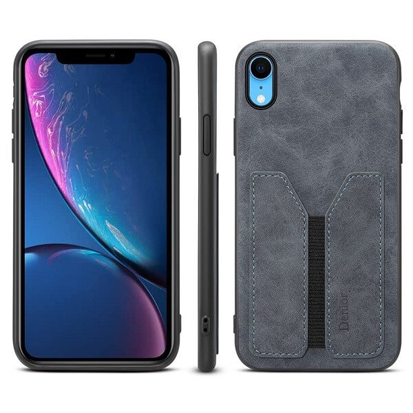 Denior For Apple iPhone X / XS / XR Leather Case with Elastic Wallet Card Holder Slot Pocket Cover