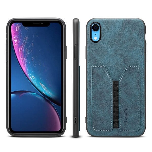 Denior For Apple iPhone X / XS / XR Leather Case with Elastic Wallet Card Holder Slot Pocket Cover