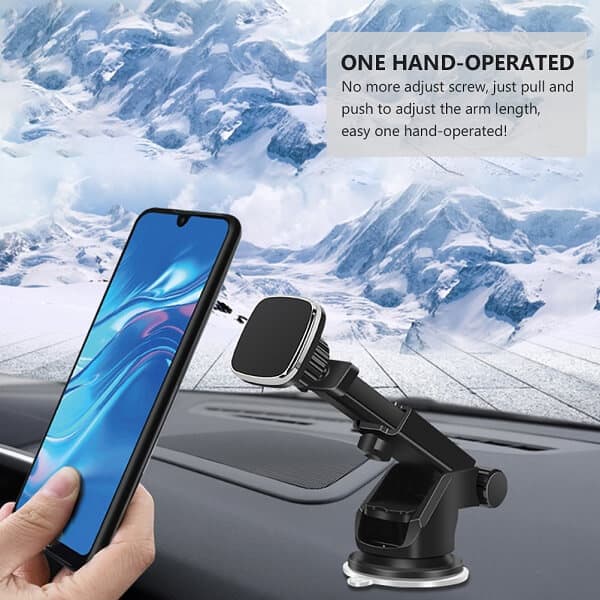 Universal Strong Magnetic Car Phone Mount Dashboard Windshield Phone Holder With Suction Cup For Alcatel 1B 1C 1X (Black)