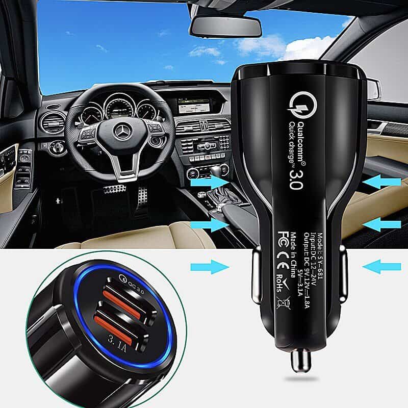 QC3.0 35W Dual USB 6A Fast Charging Car Charger Quick Charge Mobile Phone Charger for iPhone Samsung Nokia Oppo Moto Google