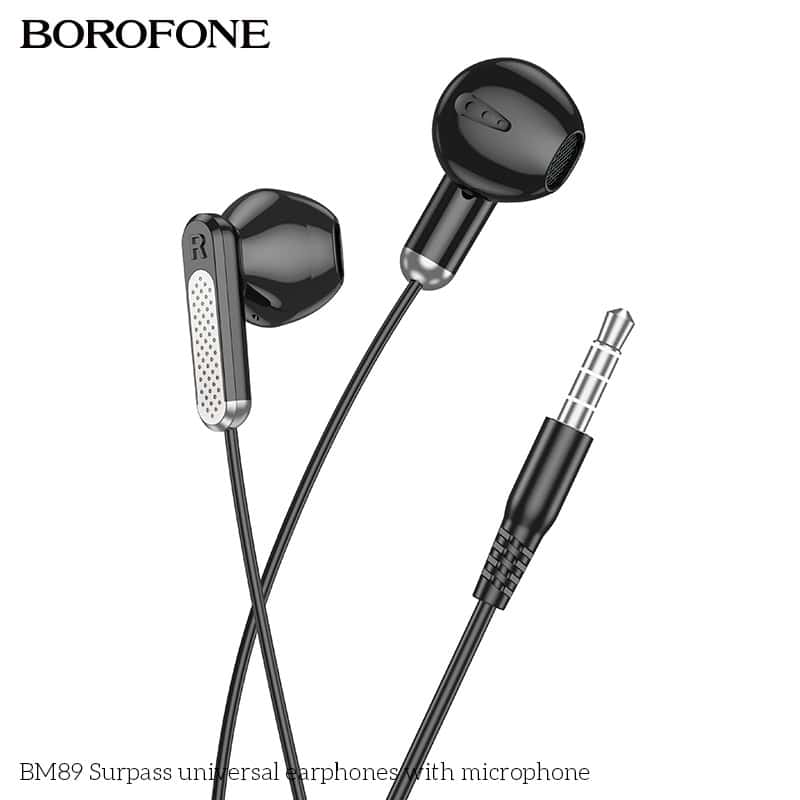 Borofone BM89 In-Ear Wired Earphones Earbuds Headphones, 3.5mm Jack, with Microphone and Volume Control for iPhone, Samsung, iPad,MP3,Most 3.5mm Audio Devices
